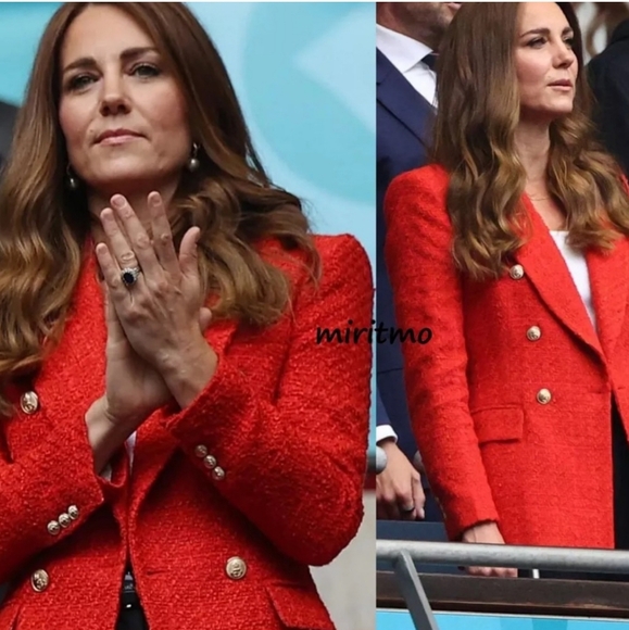 NWT Zara Red Tweed Blazer, size Large - Picture 6 of 9